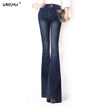 Весенние женские длинные брюки, повседневные офисные брюки, узкие расклешенные джинсы, обтягивающие брюки, ковбойские джинсы со средней талией, плюс размер, C069