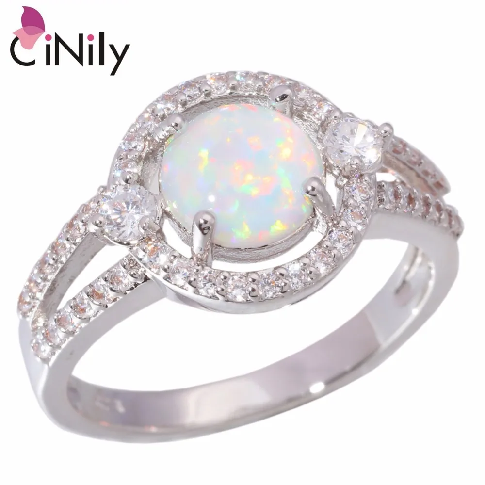 

Hot Sell Wholesale For Women Jewelry White Fire Opal & White Topaz 925 Sterling Silver Plated Ring Size 7 / 7.75 / 8 / 9 OJ5472