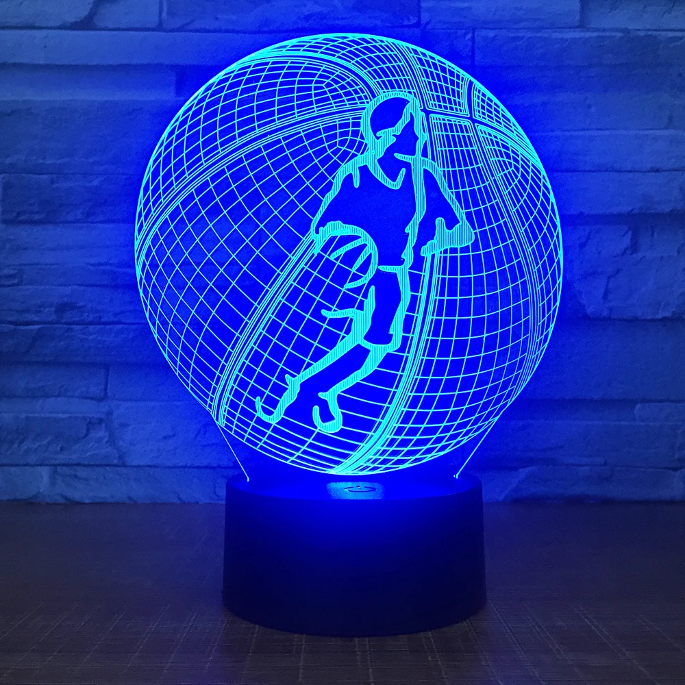 

7 Colors Changing Basketball Shape LED NightLight 3D Sports Table Desk Night Lamp Remote Control Kids Room Decor Luminaria Gift