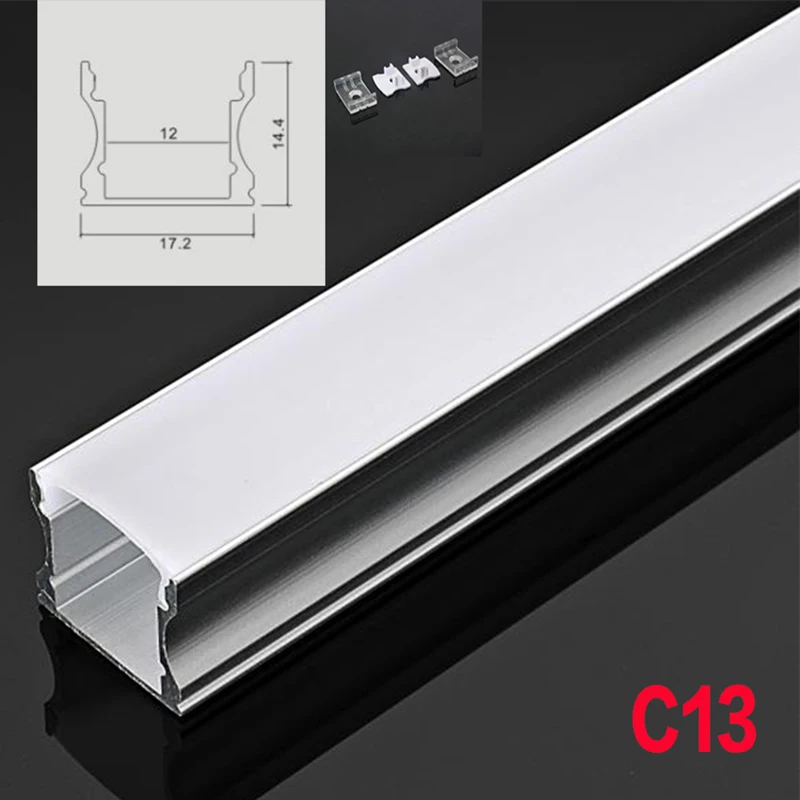 C13 5 комплектов 50 см u-образный светодиодный фонарь алюминиевый канальный профиль с крышкой, торцевые колпачки и крепежные зажимы для светодиодных лент