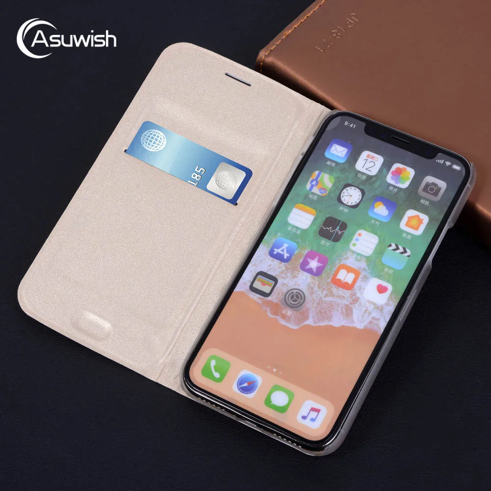 Ультратонкий кожаный чехол-бумажник с откидной крышкой для Apple IPhone X 10 Ten XS iPhone 5 8
