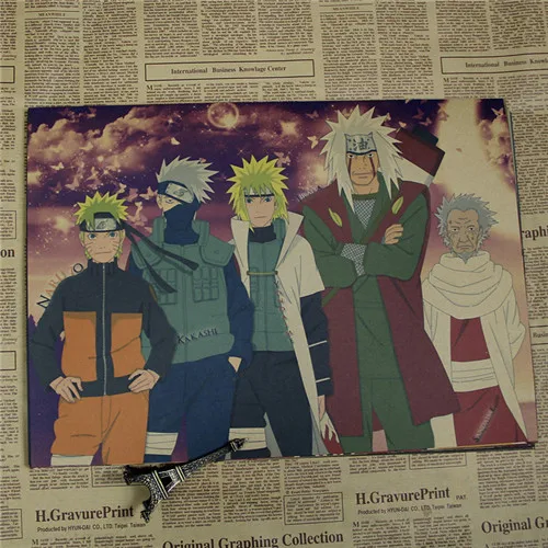 Винтаж аниме мультфильм Узумаки постер Naruto бар Детская комната Домашний декор комиксы Наруто ретро крафт-бумага живопись Наклейка на стену - Цвет: Style 11