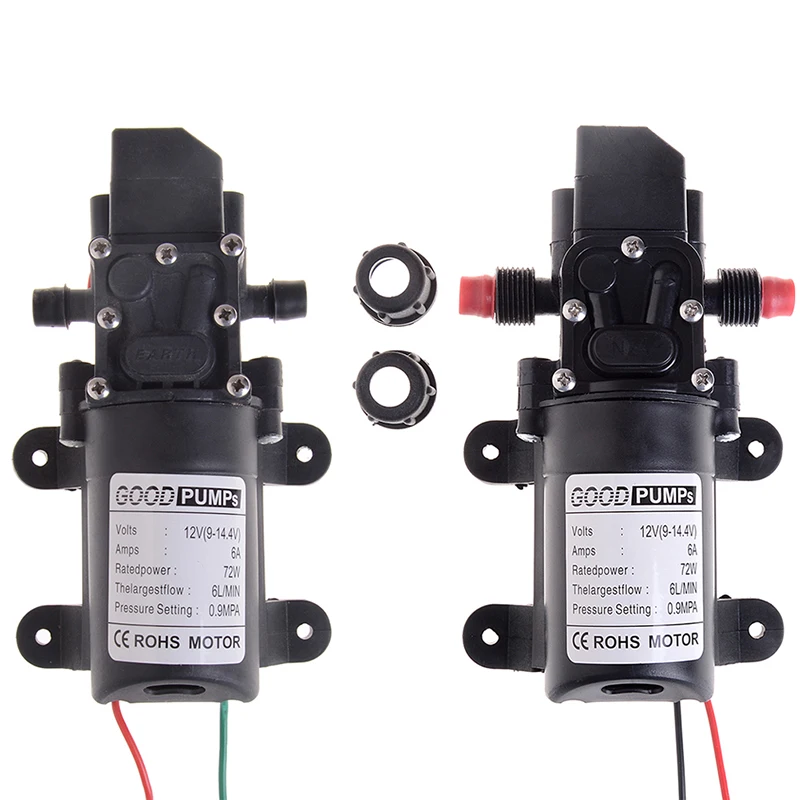 

1pc DC12V 70W 130PSI Diaphragm Water Pump Small Safe High Pressure Self Priming Pump 6L/Min 165*100*62mm High Quality