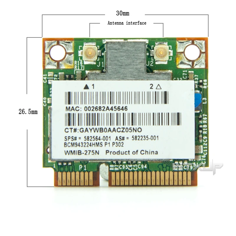 Беспроводной адаптер для BCM943224HMS BCM43224 BCM943224 802.11n Половина мини PCI-E сетевой адаптер SPS 582564-001