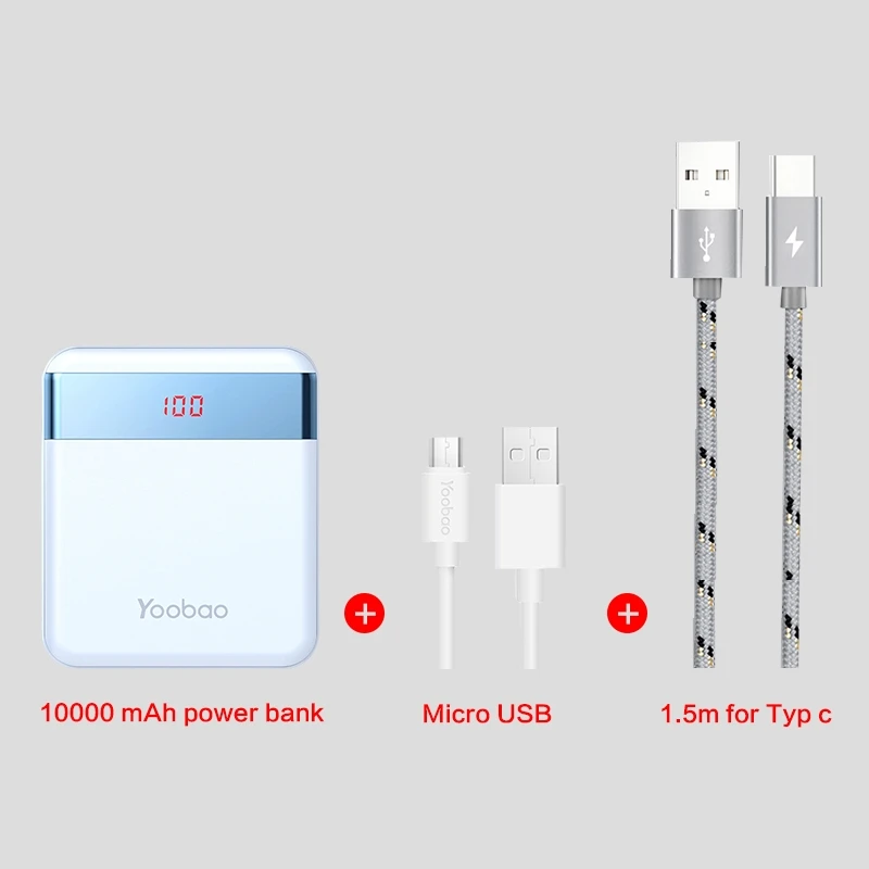 Yoobao mi ni power Bank, 10000 мА/ч, милое зарядное устройство, портативное зарядное устройство, внешняя батарея, повербанк для Xiaomi mi 2, для телефона huawei P9 - Цвет: blue type-c