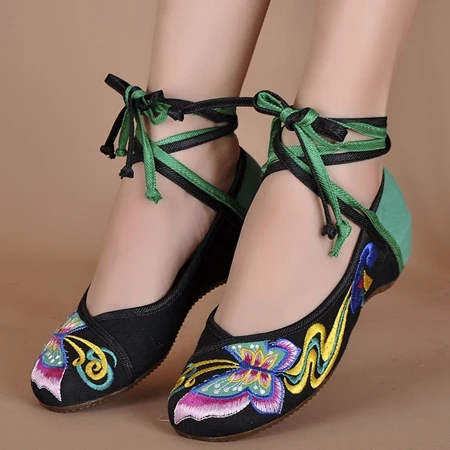 Veowalk/весенние женские балетки ручной работы на плоской подошве; обувь с вышивкой павлина; Женская Повседневная тканевая танцевальная обувь в стиле «Старый Пекин» - Цвет: 18