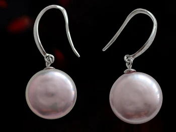 

Baroque freshwater are button shaped natural pearl earrings