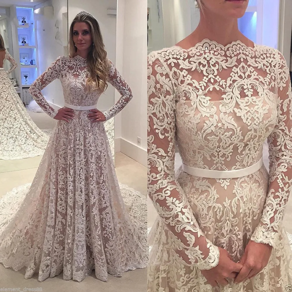 vintage boat neck wedding dress