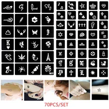 70 шт. DIY хна тату трафарет Русалка кролик кот милые рисунки для детей девочек блестящая Татуировка Sjablonen боди арт трафарет для аэрографа