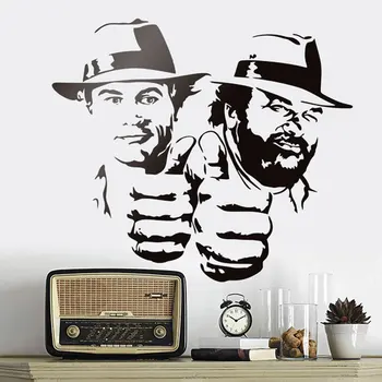 

Bud Spencer And Terence Hill Wall Stickers Ridiculously Funny Character Portrait Vinyl Decal Classical Movie Figure Murals A426