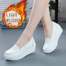 Обувь для медсестры; нескользящая легкая обувь с эффектом потертости; кожаная Рабочая обувь; слипоны; медицинская обувь для женщин