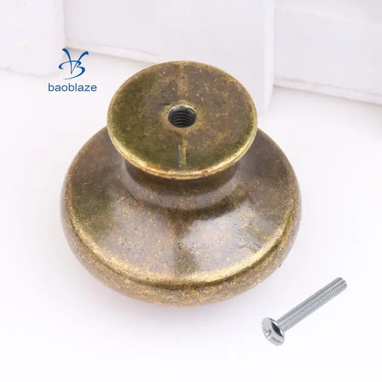 2pcs Vintage Brass Door Cabinet Cupboard Knobs Round Pull Handle Drawer Furniture Hardware - Skull