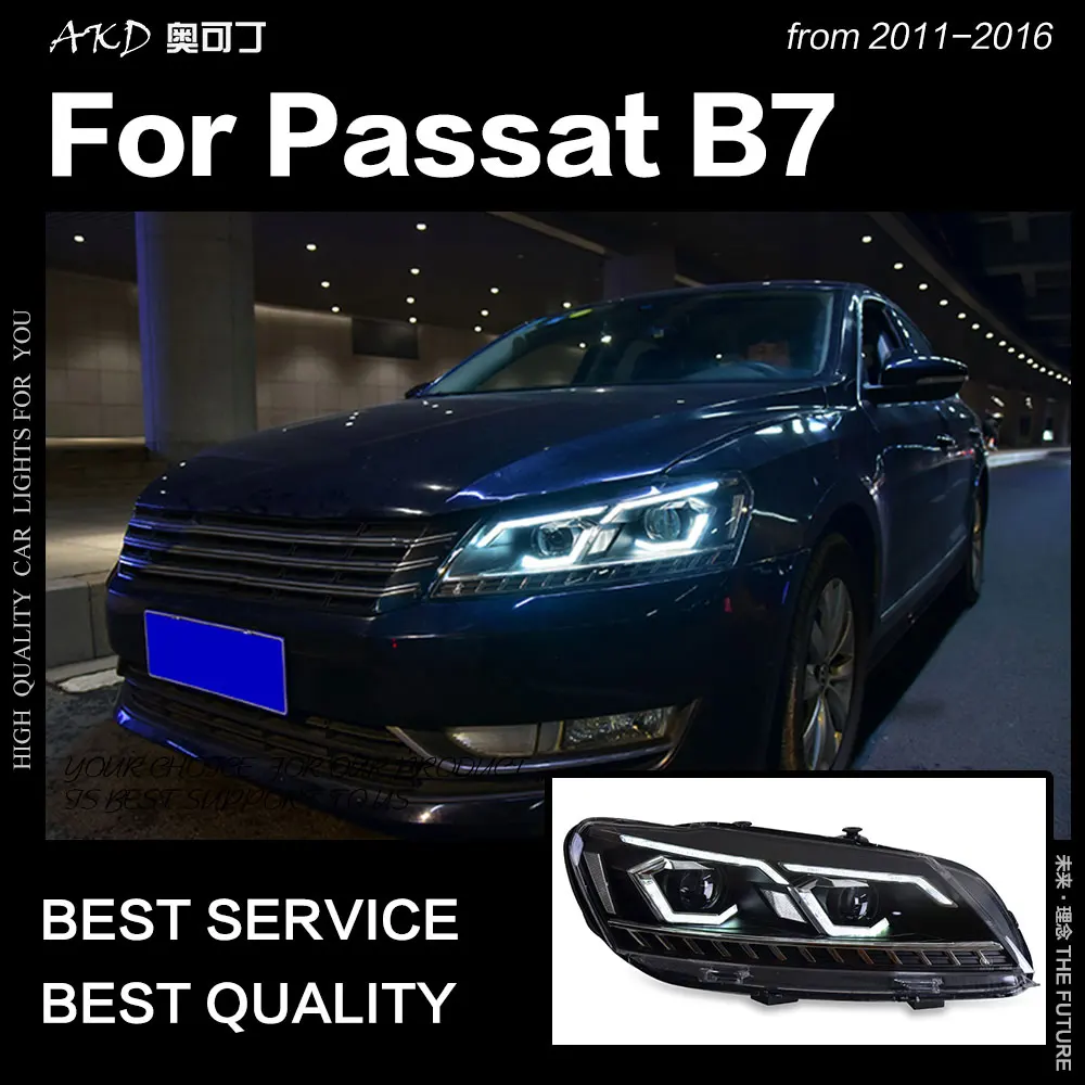  AKD Car Styling for VW Passat B7 Headlights 2011-2016 LED Headlight DRL Hid Head Lamp Bi Xenon Proj - 33003847752