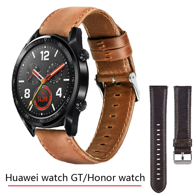 Ремешок кожаный для смарт часов HUAWEI watch GT GT2 браслет huawei honor Watch band Gear s3/galaxy 46