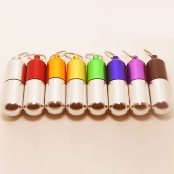 

Pill Cases For Outdoor Travel Delicate Aluminum Waterproof Medicine Box Drug Capsule Cartridge Pillcase Keychain 4.5CM