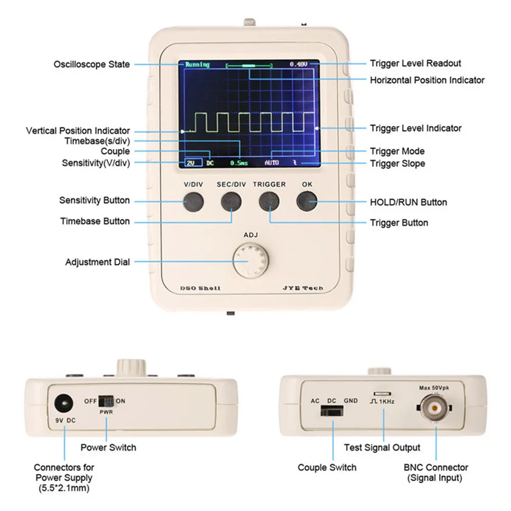 

Digital Oscilloscope DIY Handheld Mini Oscillograph Making Kit Open Source Welding Protection Case