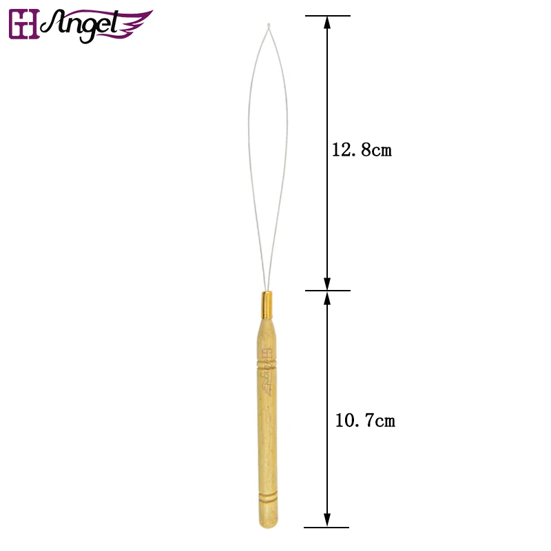 600 шт./лот, деревянная ручка для наращивания волос петля иглы/Нитевдеватель тянущий Крюк Инструмент/микро кольца/петли волосы удлинители иглы