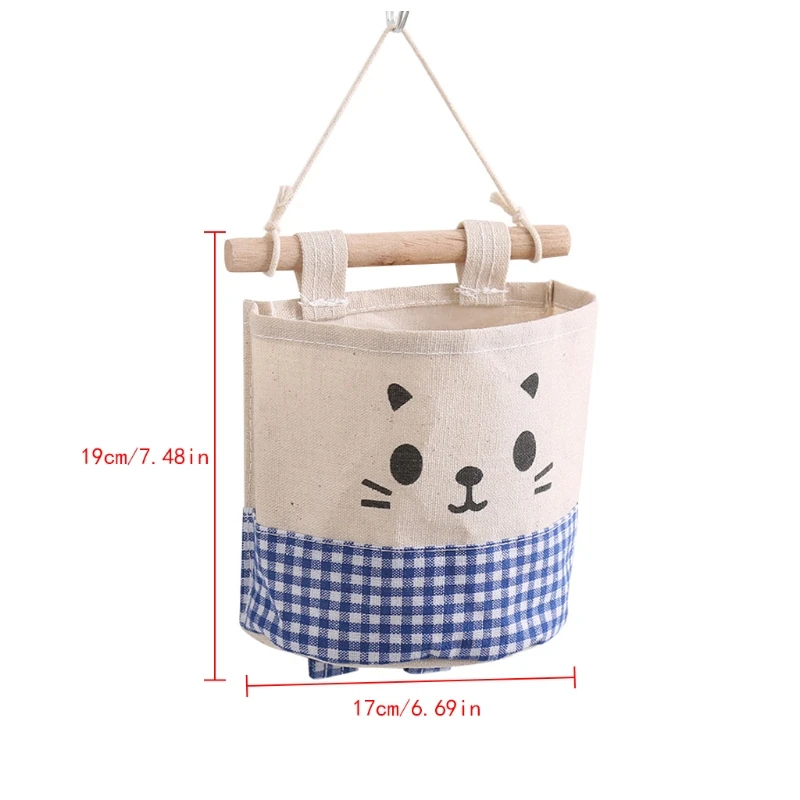 

Cute Cat Dots Print Wall Door Hanging Organizer Container Storage Bag Pocket
