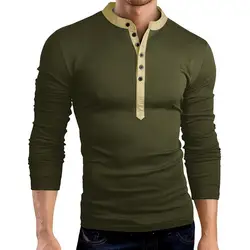 LASPERAL Повседневная негабаритных футболка мужская мода твердые футболка для спецодежды Весна с длинным рукавом v-образным вырезом Slim Fit