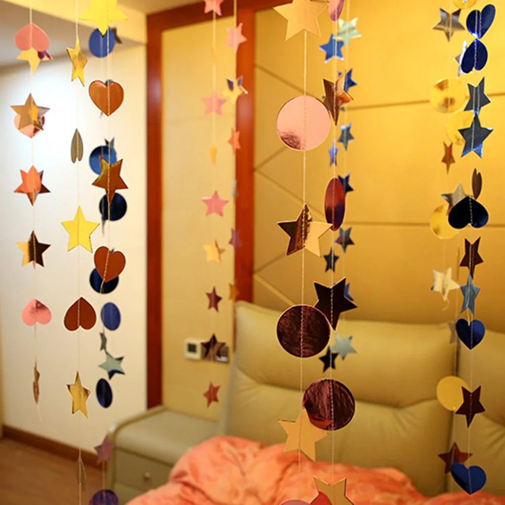 Cute Star Hanging Decoration Mirror Effect Banner For Wedding