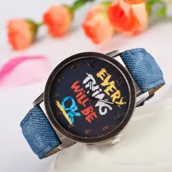 Новая мода наручные кварцевые часы Повседневное для Для женщин деним кожа relojes mujer 2017 montre hommes Женские Подарочные часы