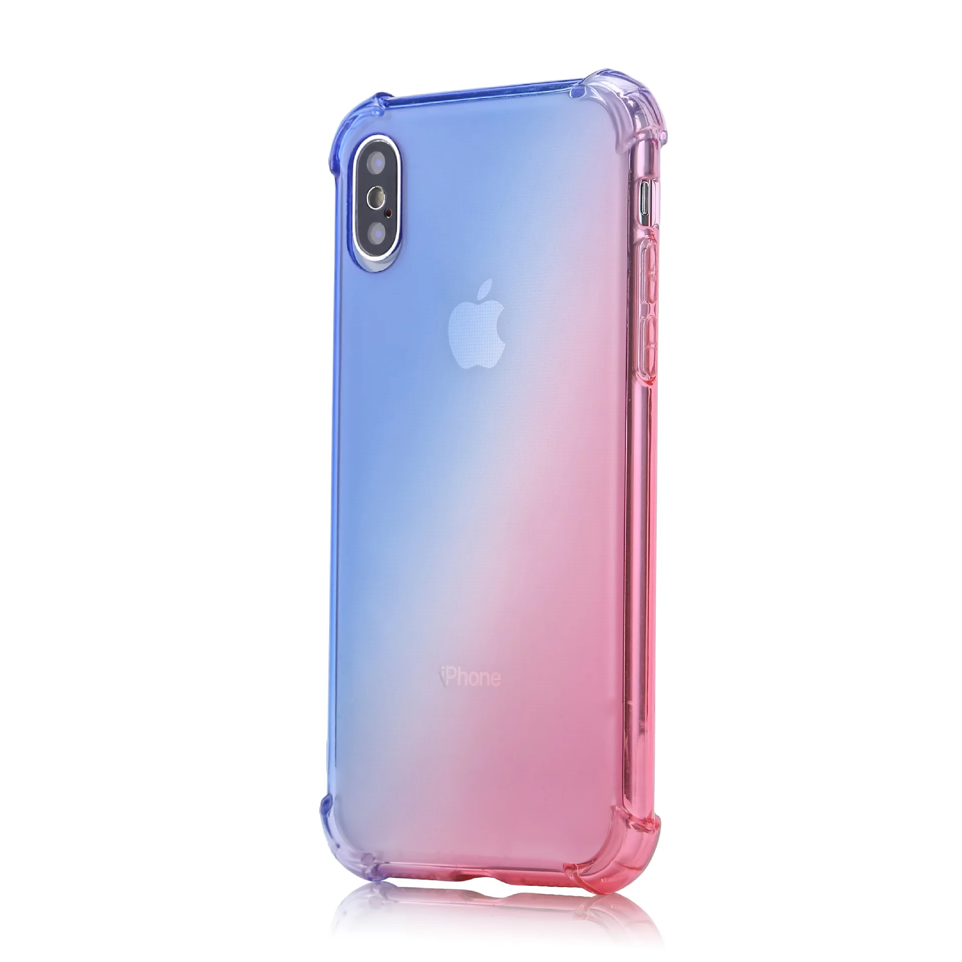 Яркий градиентный телефонный чехол Аврора для iPhone XR XS Max X 7 8 6 6S Plus 5S 5 SE ультра прозрачный тонкий чехол s Мягкий ТПУ чехол Fundas - Цвет: Pink Blue