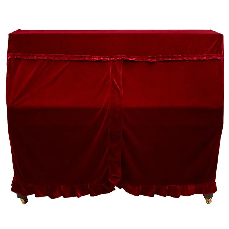 Практичный полный Чехол для пианино pleuche украшен макраме для универсального вертикальное фортепиано красного цвета