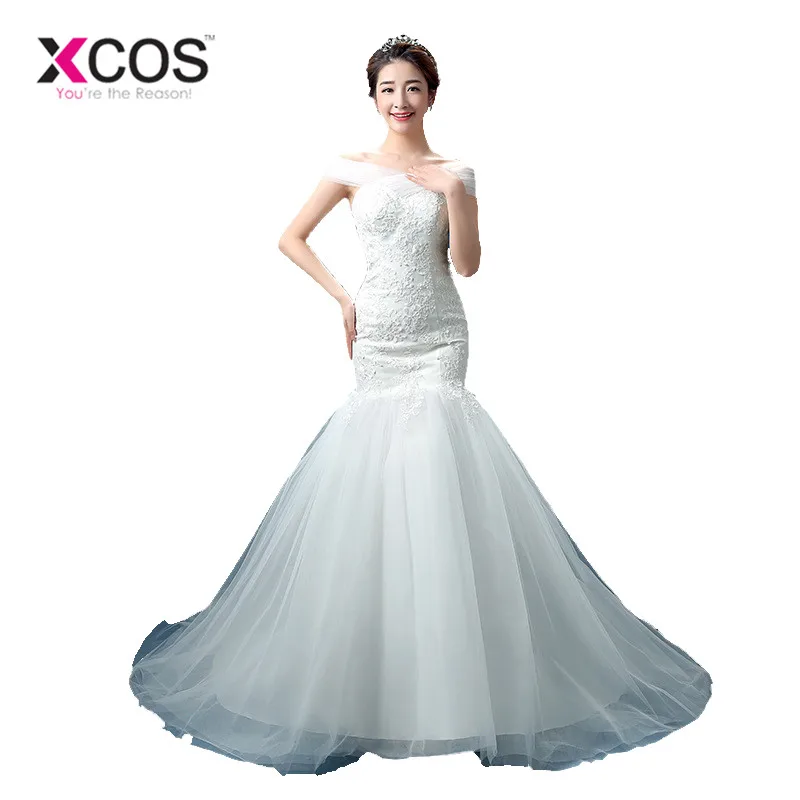 XCOS Vestido De Noiva Princesa дешевое сексуальное свадебное платье русалки кружево как на