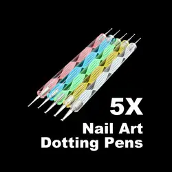 5 шт. Pen расставить Marbleizing инструмент лак для ногтей Краски Маникюр Dot Nail Книги по искусству инструмент Nail Marbleizing Ручка