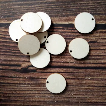 

100pcs One Holes Circle Rustic Necklace Wooden Disks Disc Tags Supplies Cut Outs Customized Wedding Wood Circle