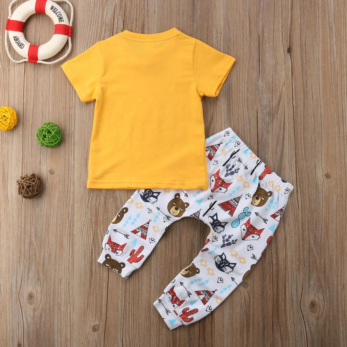 Топы для новорожденных мальчиков и девочек с изображением животных; футболка и штаны; комплект одежды
