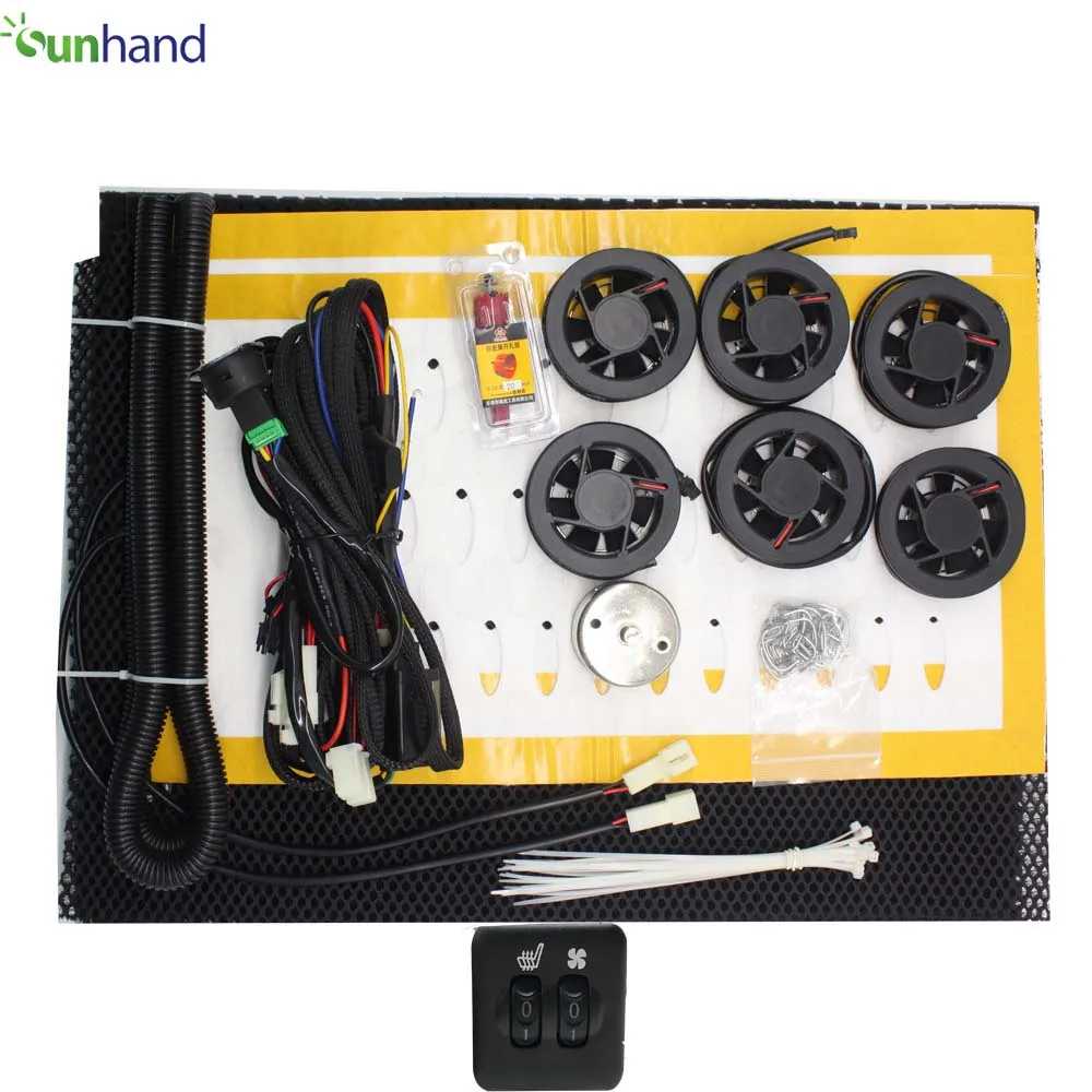 6 Fans 12V auto cool ventilation fan carbon fiber seat heating pad/ car