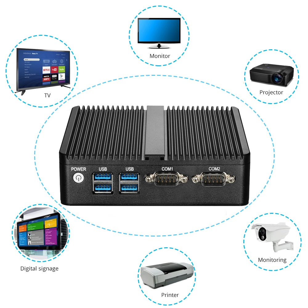 Fanless Mini Intel Celeron N4100 Duplo Gigabit Ethernet 2x Rs232 Hdmi Vga 4xusb Wifi Windows 10 Linux Computador Industrial Xcy pc - Imagem 5