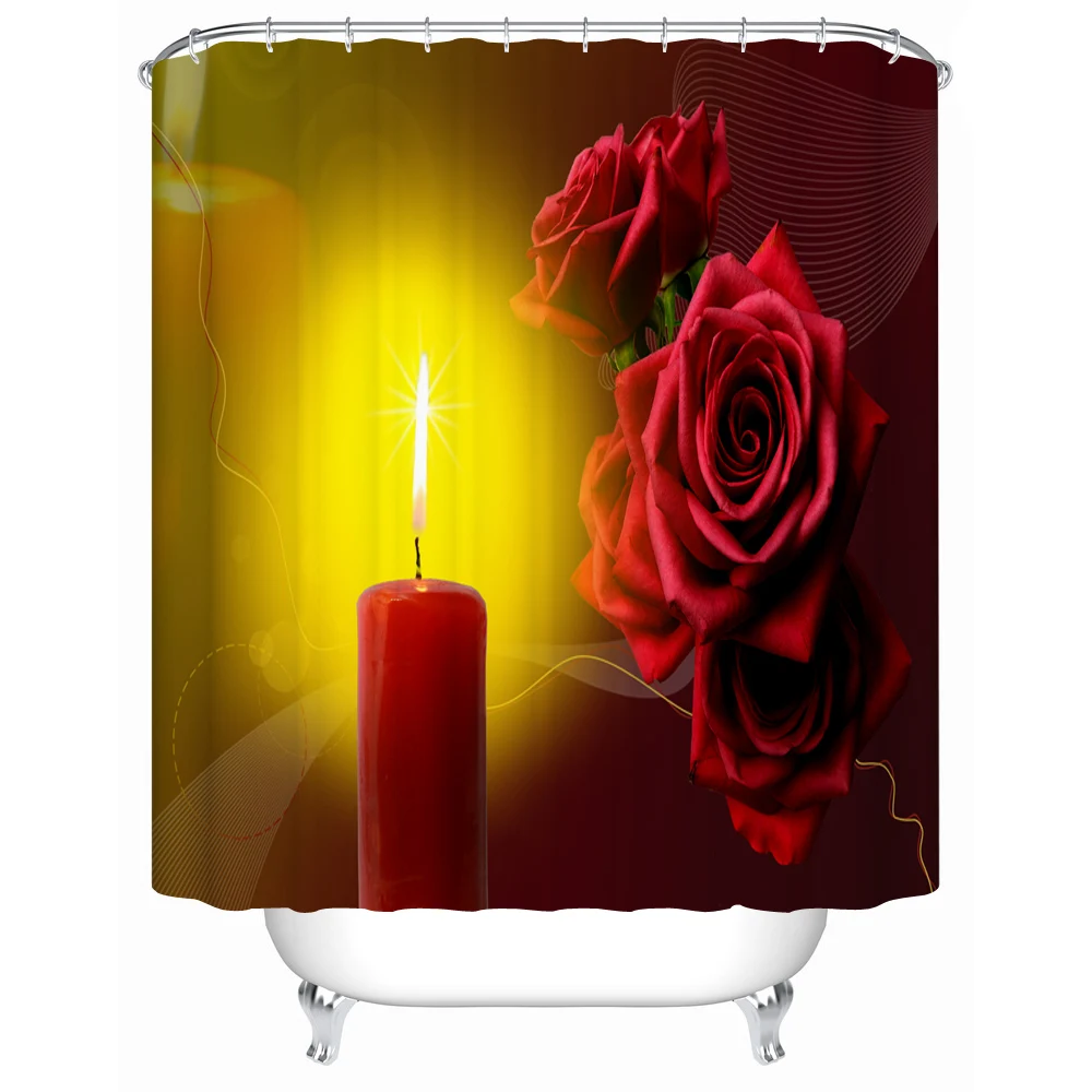 

Candle Rose shower curtain mildew thick waterproof polyester shower curtain partition curtain bath curtain dressing room