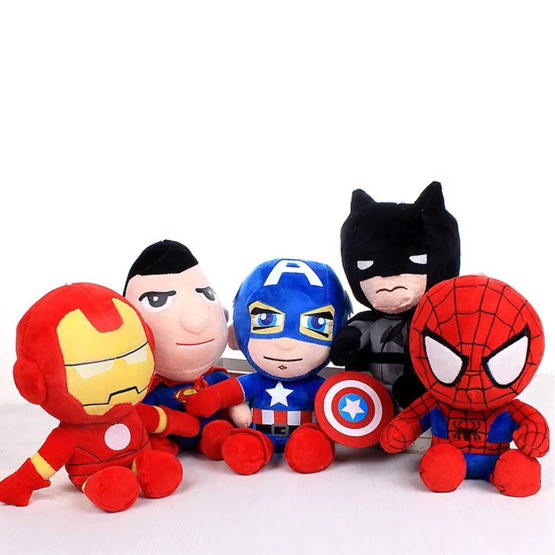 

Wholesale 10pcs/lot Q style Spider-man Captain America Stuffed toys Super hero Batman toys soft The Avengers plush gifts