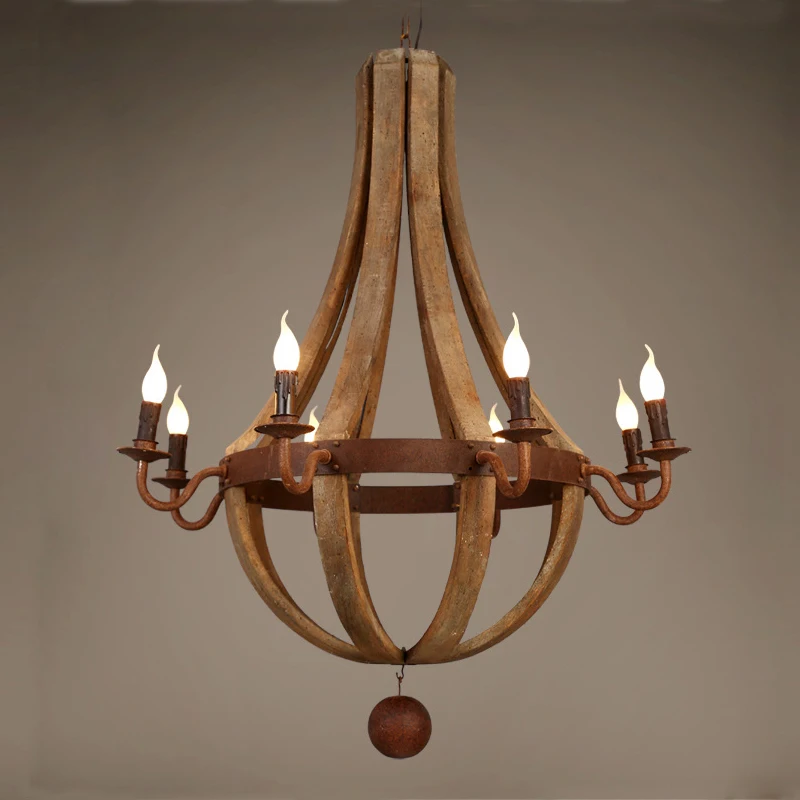 Деревянная люстра в форме свечи, винтажный железный подвесной светильник, люстры, светильник для гостиной, кухни, спальни, ретро светильник, светильники