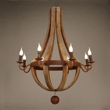 Деревянная люстра в форме свечи, винтажный железный подвесной светильник, люстры, светильник для гостиной, кухни, спальни, ретро светильник, светильники