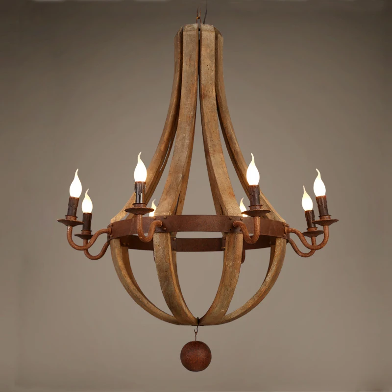 Vintage Wood Chandelier Bois Lustres Pendant Chandeliers Lighting For Living Room Kitchen Bedroom Retro Indoor Light Fixtures