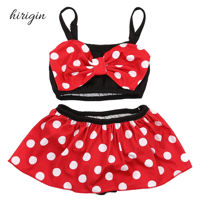 

HIRIGIN Brand Polyester Baby Girls Bikini Dress Suit Minnie Bottoms Swimsuit Swimwear Bathing Suit 0-5Y