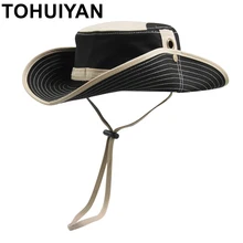 TOHUIYAN, мужская и женская хлопковая Панама, Кепка с широкими полями, Панама, Sombreros Mujer Verano, летняя Солнцезащитная шляпа с завязками