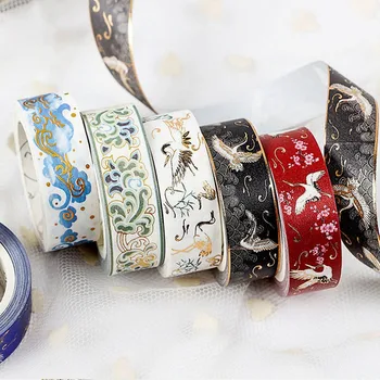 

Gold Foil Masking Tape Diy Craft Glitter Paper Sticky Adhesive Tape Chinease Pattern Washi Tape Stationery School Supplies