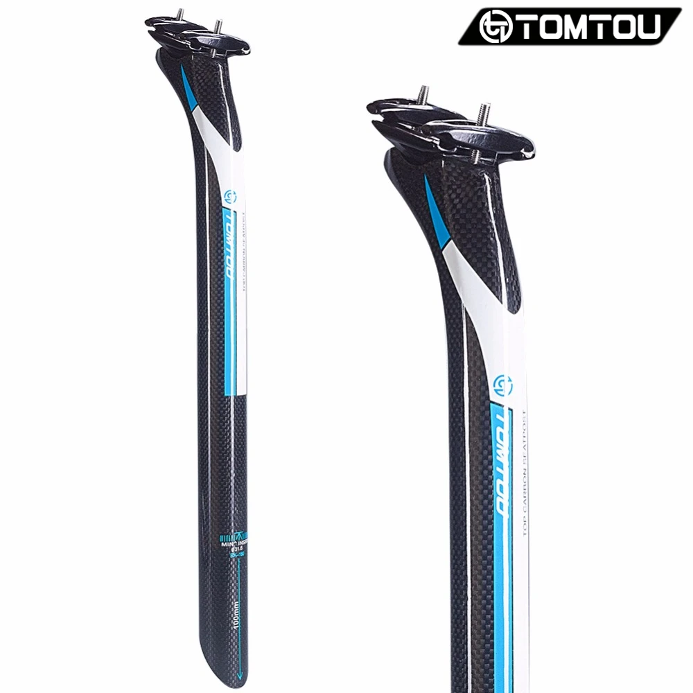 

TOMTOU Carbon Seatpost 27.2 / 30.8 / 31.6 * 350mm/400mm Mountain Bike Seat Post Offset 25mm MTB Road Bicycle Parts Blue - TF8T12
