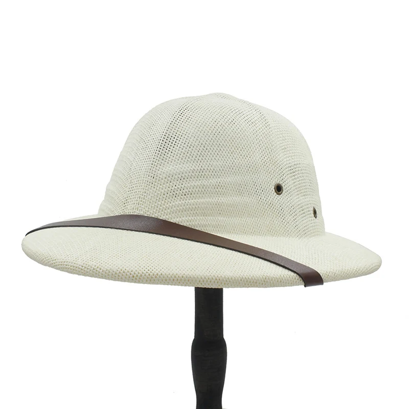 Модная армейская шляпа weetam для женщин и мужчин, соломенный шлем британского проводника, летняя шляпа от солнца, шляпа унисекс, кепка для шахтеров джунглей CP0210 - Цвет: White