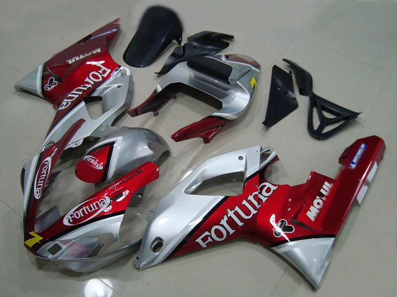 

Motorcycle Fairing kit for YAMAHA YZFR1 00 01 YZF R1 2000 2001 YZF 1000 yzfr1 00 01 ABS Red silver Fairings set+7gifts YB08