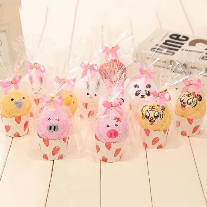 Animal Washcloth Towel Cake Shape Gift Soft Cute for Wedding Birthday Party Couple FPing