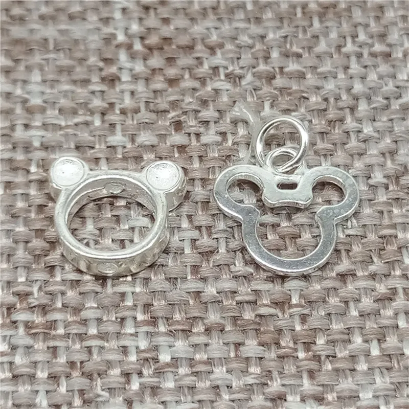 

925 Sterling Silver Mouse Beads Frames for 4mm Beads Mouse Charms for Bracelet Necklace