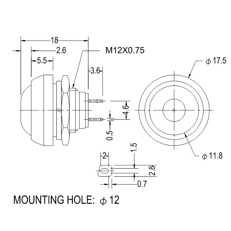 1 шт. Lockless Reset Horn Switch Mini Новый переключатель 12 мм водонепроницаемый кнопочный PBS