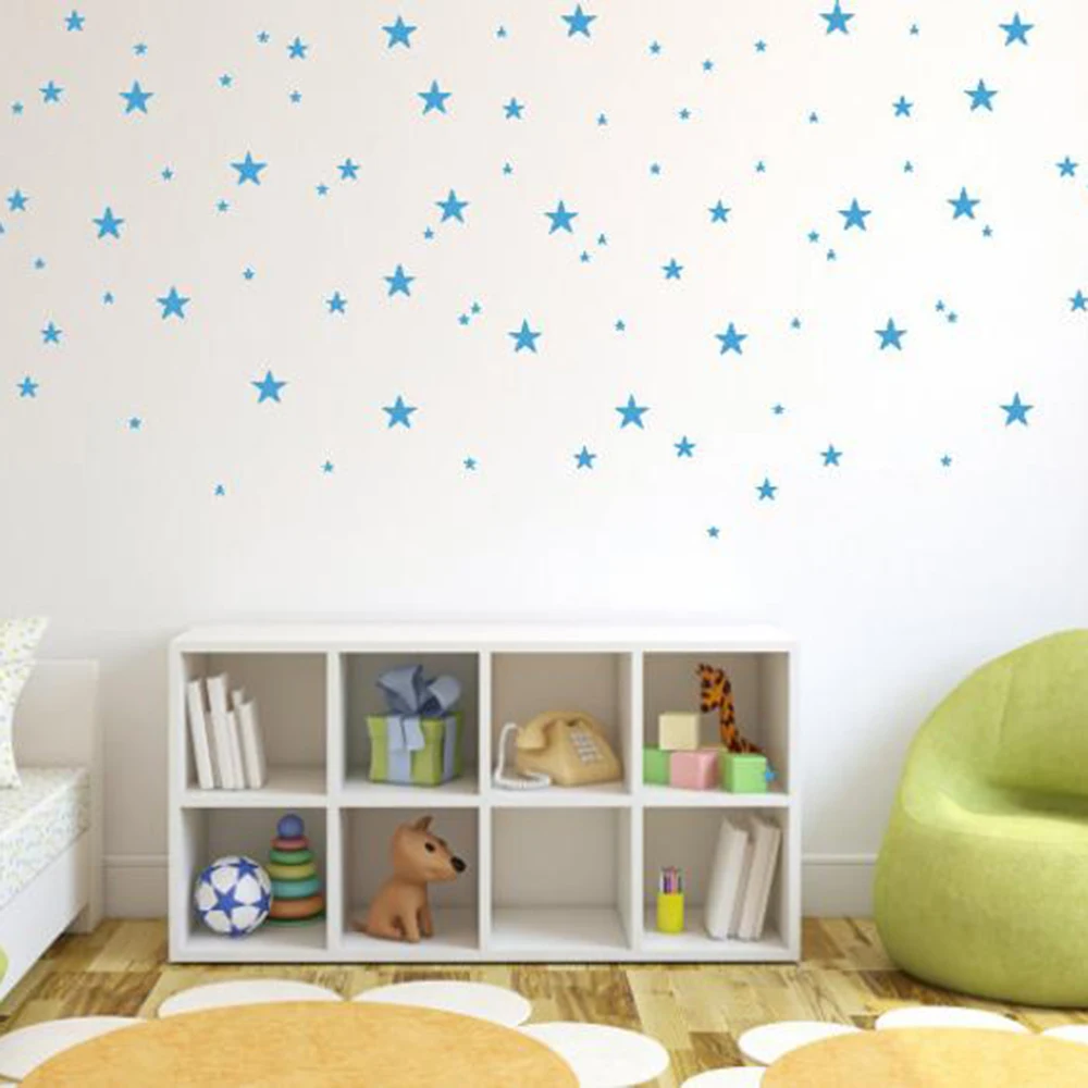 50Pcs Mutiple Size Cartoon Star Wall Sticker Nursery Kids Room Gold Star Wall Decal Playroom Classroom Dorm Vinyl Decor (4)