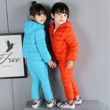 

Children Set Boys Girls Down Jackets Sets Winter Warm Down Jacket Suit Set Coat + Pants Baby Clothes Set Y824