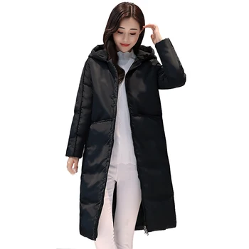 

2017 New Winter Jackets Women Hooded Coat Female Jacket Fashion Long Knee Slim Wadded Overcoat Ladies Snow Outwear Cotton Parkas